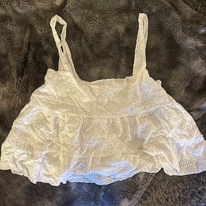 white fairy lace crop top
